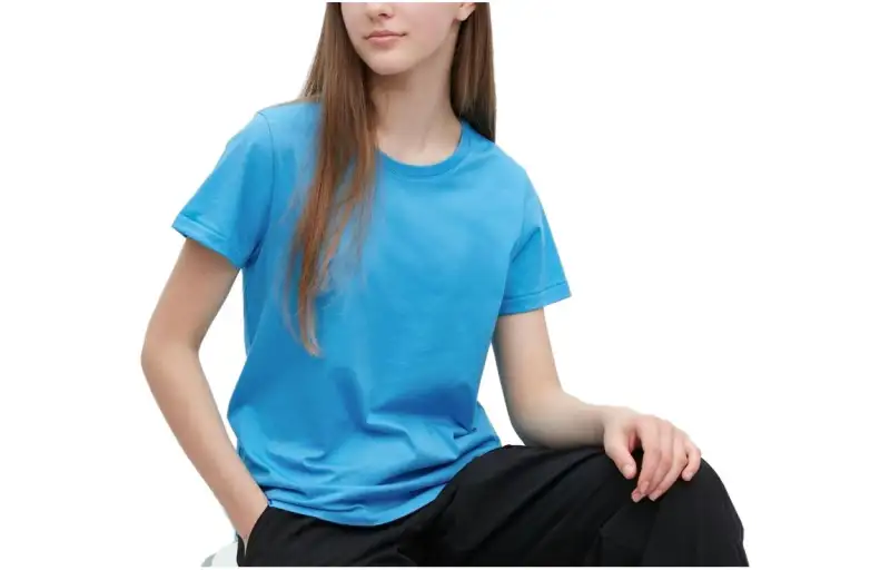 UNIQLO T Shirts Women's Lake Blue Crew Neck Moderate Other
