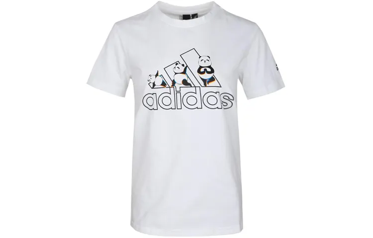 Adidas T-Shirts Women's White Crew Neck Moderate Straight Fit