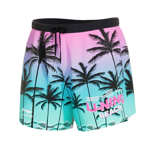 Li Ning Beach Shorts Men's Moderate Square Leg Swim Trunks