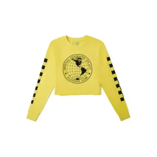 Vans T Shirts Women's Yellow Crew Neck Moderate