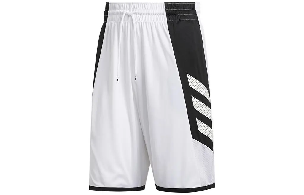 Adidas Basketball Shorts Men's White Moderate Straight Fit Pants