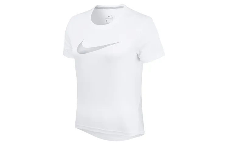 Nike T-Shirts Women's White Crew Neck Moderate Straight Fit