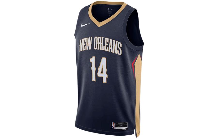 Nike Dri-FIT NBA Swingman Jersey team printed jersey vest SW fan version 22-23 season logo limited Pelicans Ingram No. 14 same style for men and women navy blue