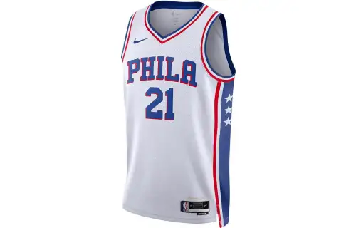 Nike NBA team printed jersey SW fan version 22-23 season league limited 76ers Embiid No. 21 basketball vest same style for men and women white