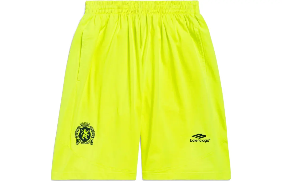 Balenciaga SS24 Casual Shorts Loose Fit Unisex Neon Yellow