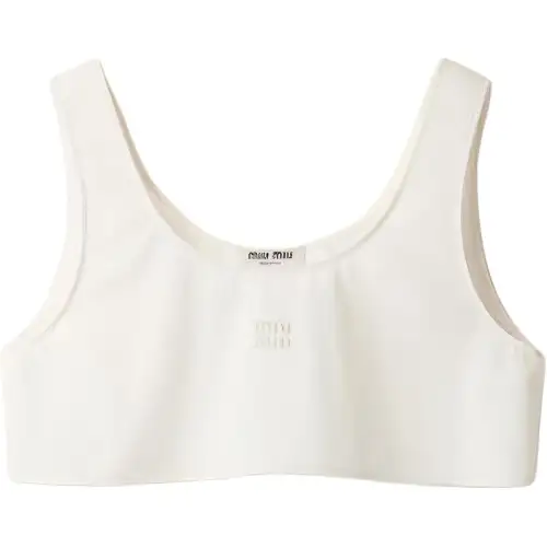 MIU MIU Logo embroidered Cotton Crop Top