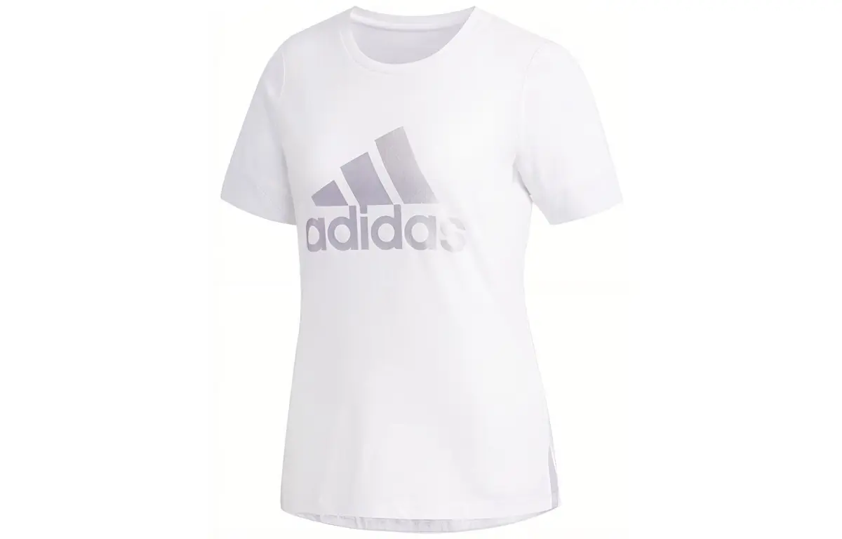 Adidas T-Shirts Women's White Crew Neck Moderate Straight Fit
