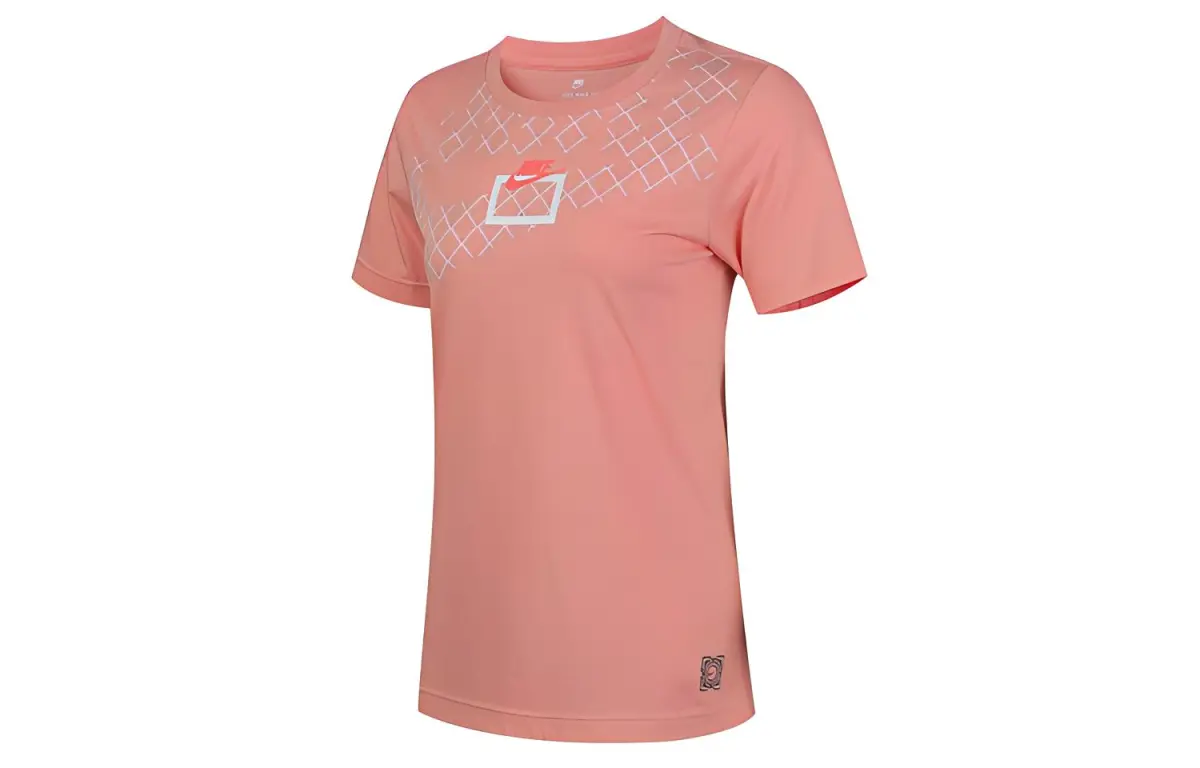 Nike T-Shirts Women's Pink Crew Neck Moderate Straight Fit