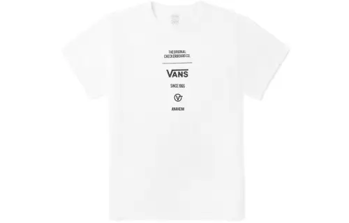 Vans T Shirts Women's White Crew Neck Moderate Straight Fit