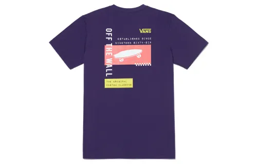 Vans T Shirts Women's Purple Crew Neck Moderate Straight Fit