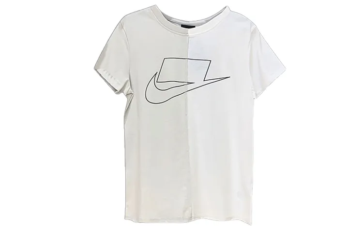 Nike T-Shirts Women's White Crew Neck Moderate Straight Fit