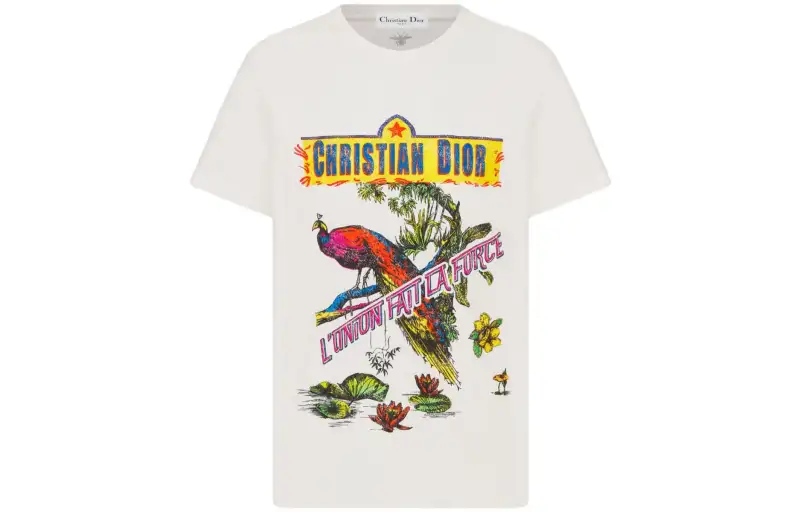 DIOR T Shirts Women's White Crew Neck Moderate Straight Fit