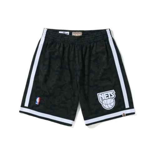 A BATHING APE X Mitchell & Ness FW22 co-branded model Camouflage SW fan version Brooklyn Nets basketball pants Men and women
