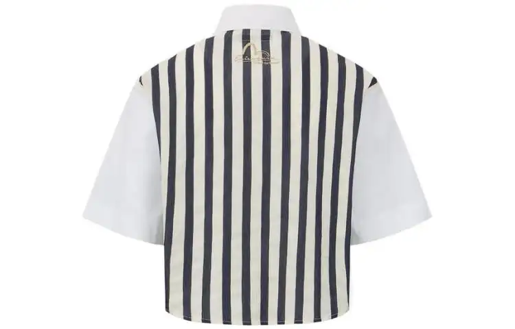 EVISU Crop Tops Women's White Lapel Moderate
