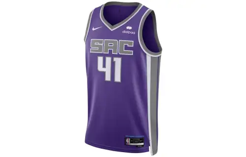 Nike NBA V-neck alphanumeric printed jersey SW fan version 22-23 season logo limited Kings Lyles No. 41 basketball vest same style for men and women purple