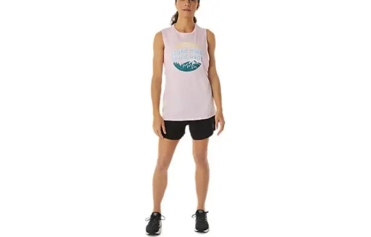 ASICS Tank Tops Women's Pink Crew Neck Moderate Other