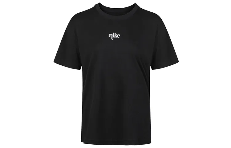 Nike T-Shirts Women's Black Crew Neck Moderate Straight Fit