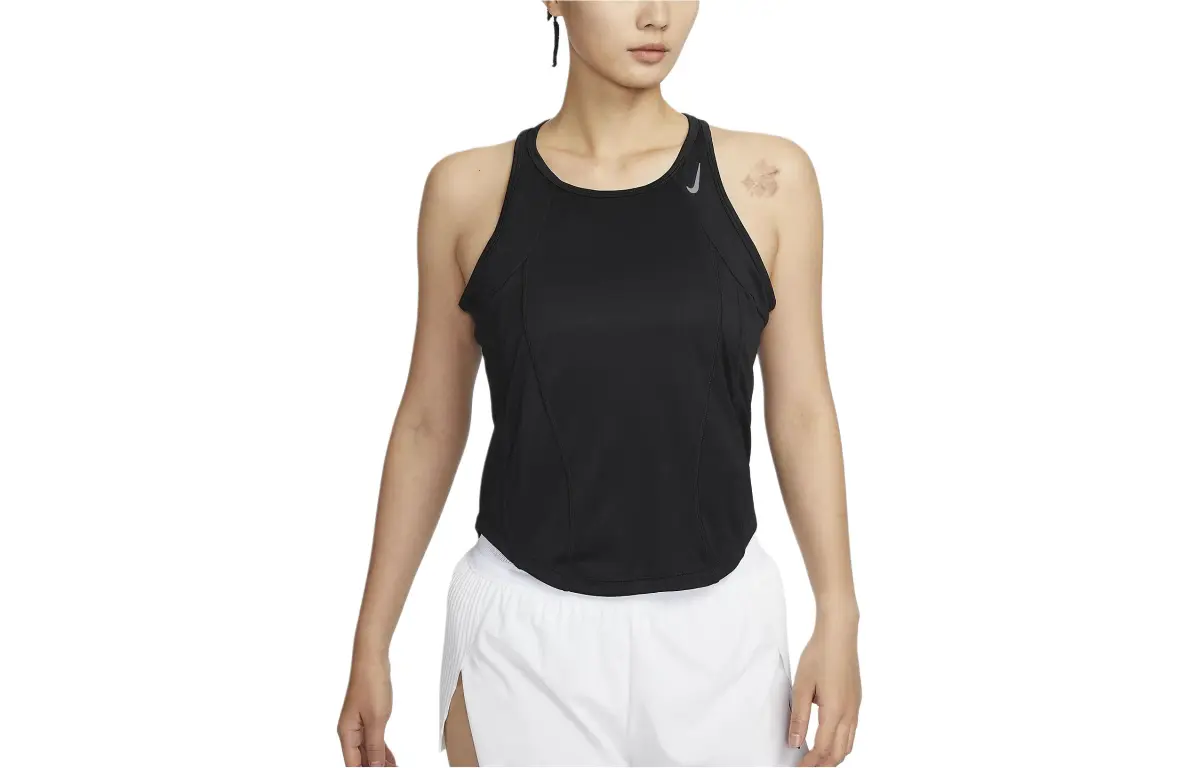 Nike Tank Tops Women's Black Crew Neck Moderate Straight Fit
