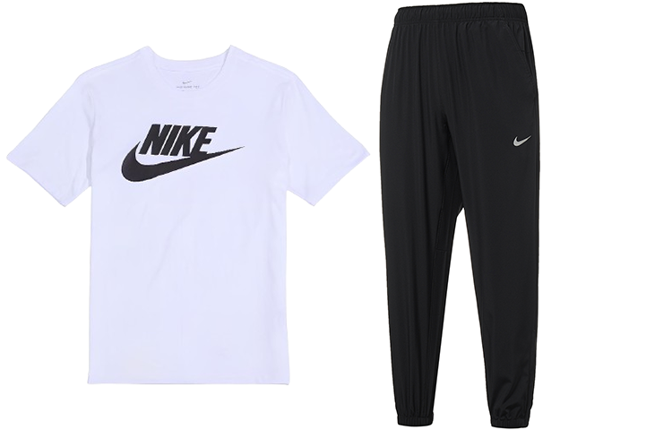 Nike Casual Sportswear Men’s White+Black Crew Neck Moderate