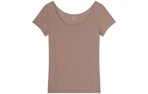 UNIQLO T Shirts Women's Umber Crew Neck Moderate Straight Fit