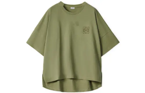 LOEWE Crop Tops Women's Sage Green Crew Neck Moderate