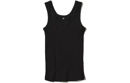 UNIQLO Tank Tops Women's Black Crew Neck Moderate Straight Fit