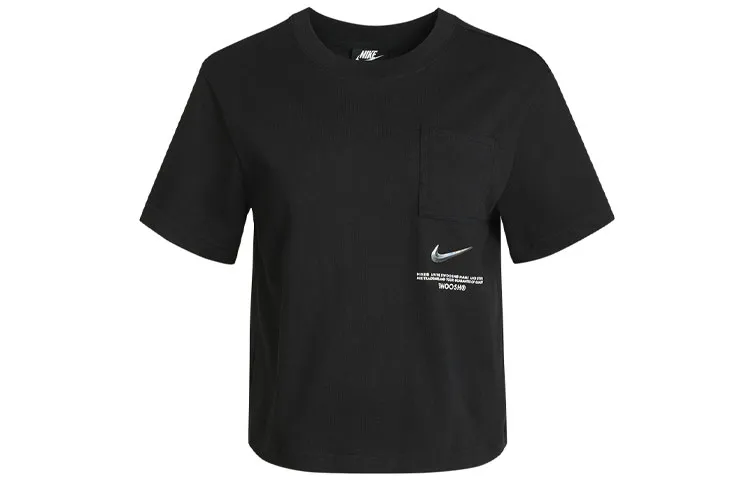 Nike Crop Tops Women's Black Crew Neck Moderate