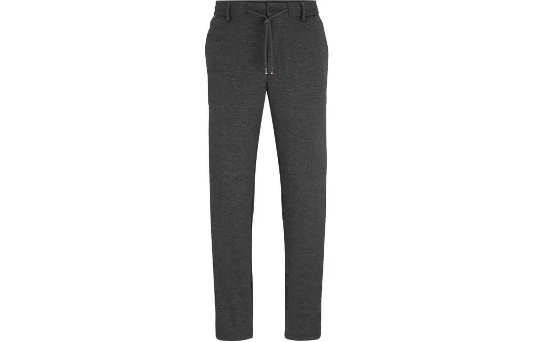 HUGO BOSS Regular Fit Trousers In Printed Jersey Casual Pants Men's Gray