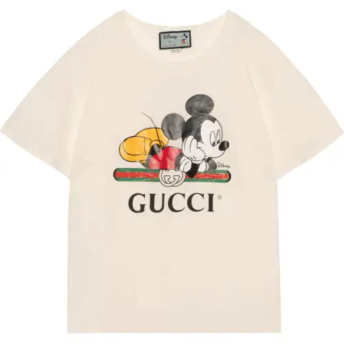 GUCCI X Disney Mickey Mouse Logo Short Sleeve T-shirt Graywhite
