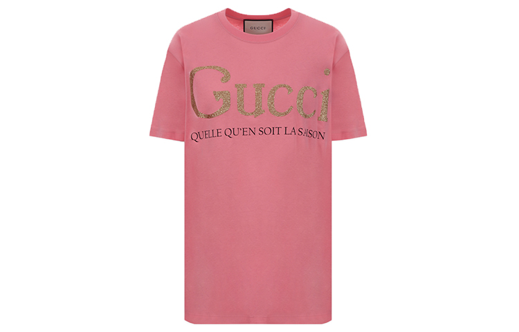 Женская футболка Gucci (розовая) — фото 1