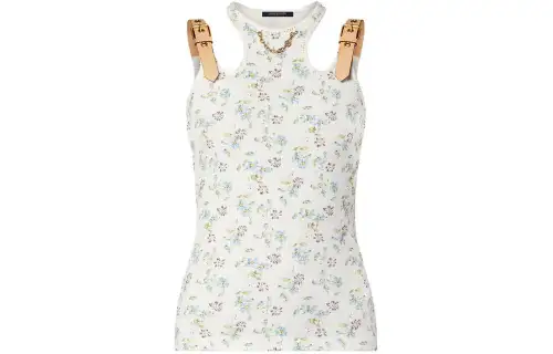 LOUIS VUITTON Floral Print Eyelet Belt Tank Top