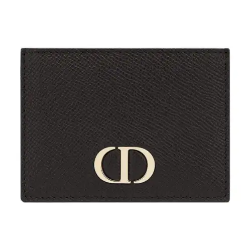 DIOR 30 Montaigne Grain Cow Leather Card Holder Card Holder Unisex Black