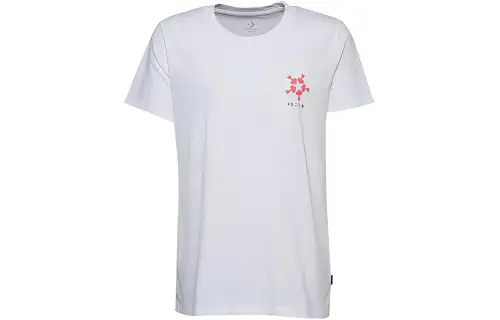 Converse T Shirts Women's White Crew Neck Moderate Straight Fit