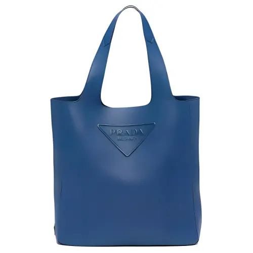 PRADA Leather Tote Bag, Shopping Bag, Handbag, Shoulder Bag Men's Dark Purple Blue
