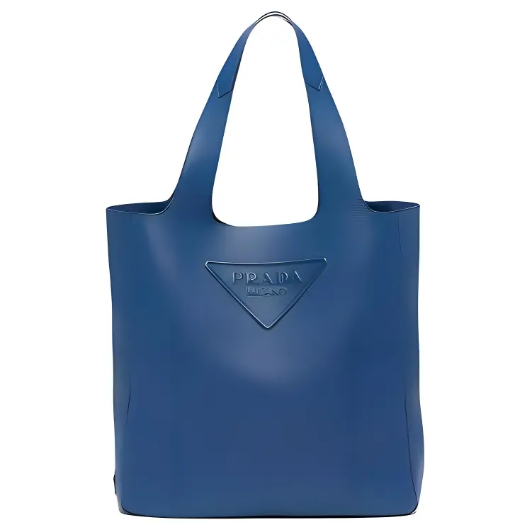 PRADA Leather Tote Bag, Shopping Bag, Handbag, Shoulder Bag Men's Dark Purple Blue