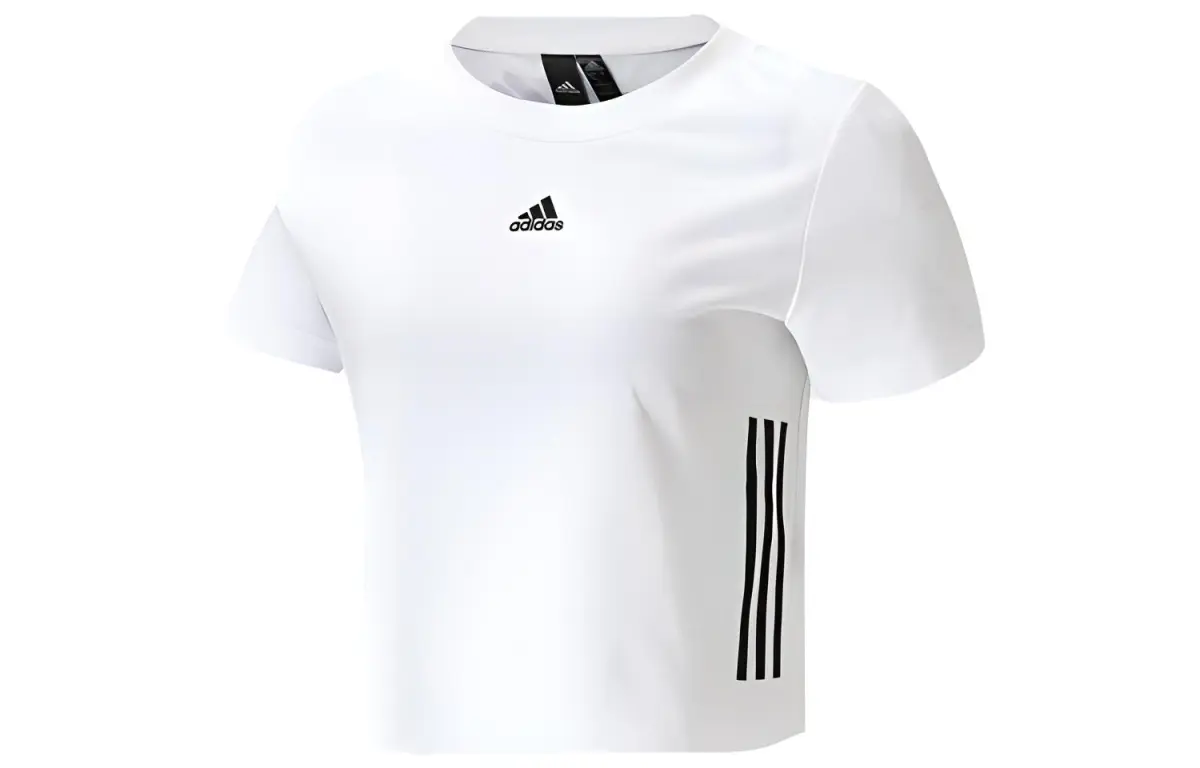Adidas Atmos Crop Tops Women's White Crew Neck Moderate