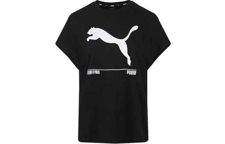 PUMA T-Shirts Women's Black Crew Neck Moderate Straight Fit