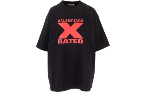 Balenciaga X Rated/X T Shirts Women's Black Crew Neck Moderate Straight Fit