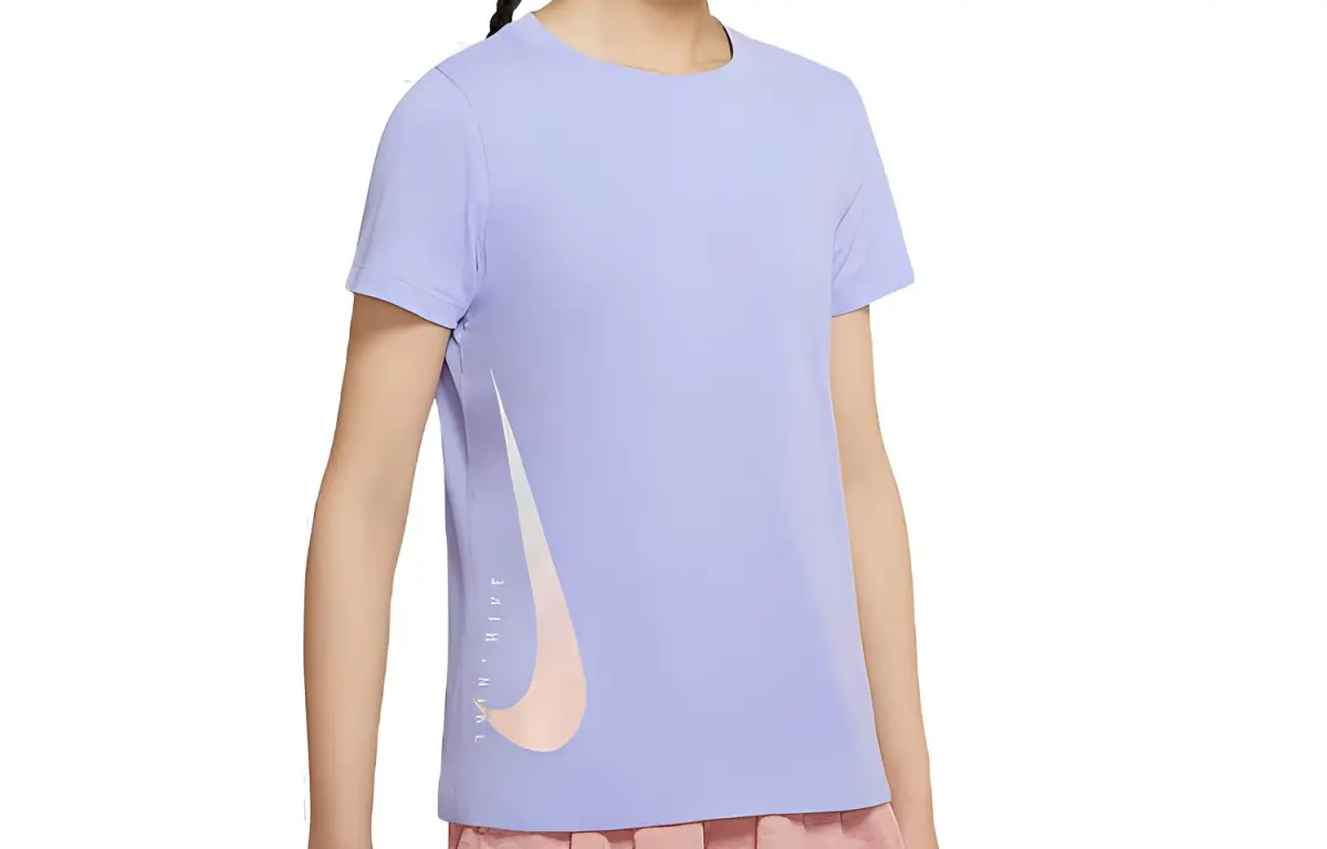Nike T-Shirts Women's Light Thistle Purple Crew Neck Moderate Straight Fit