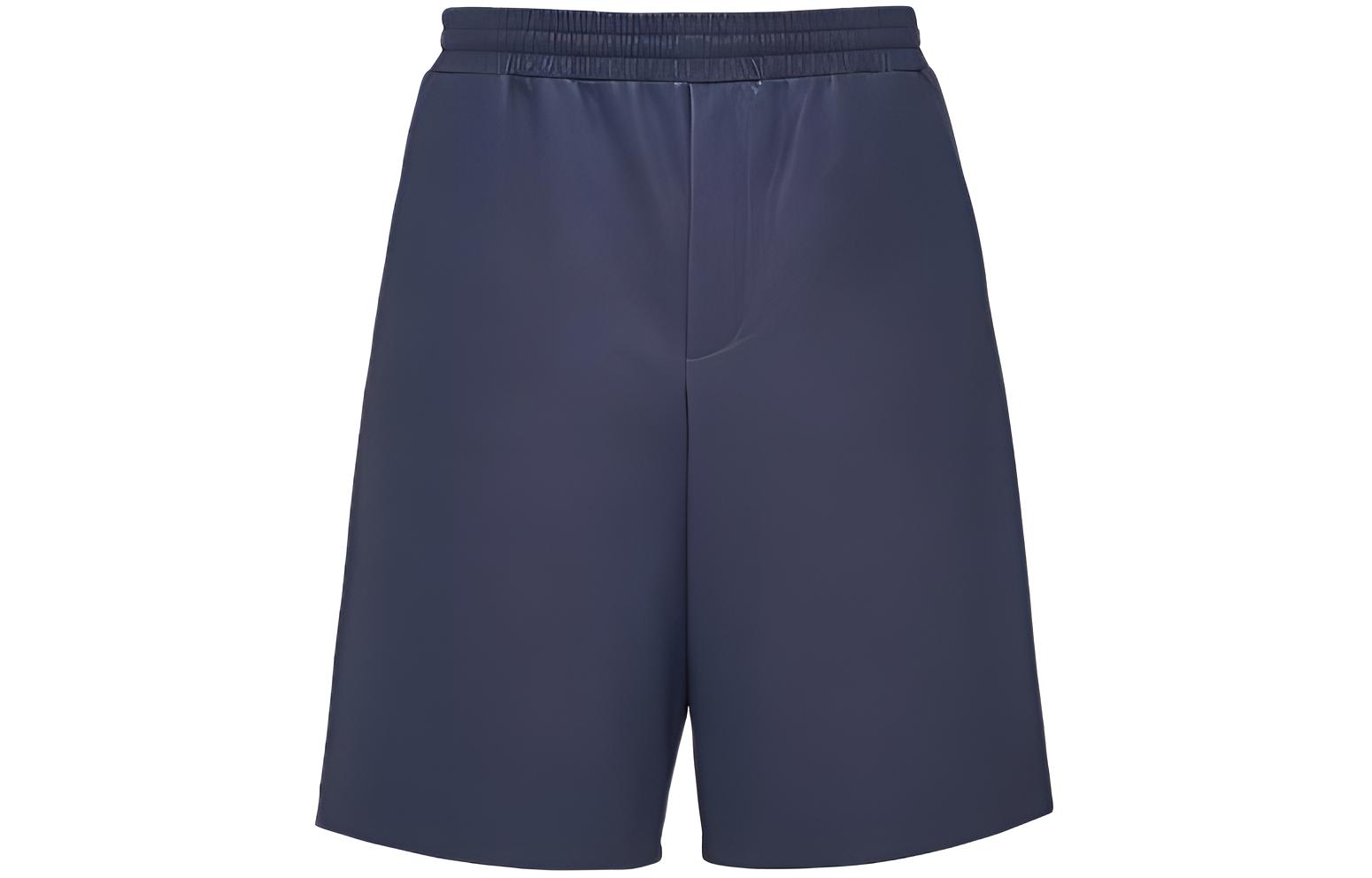 PRADA FW23 Nappa Leather Bermudas Casual Shorts Men's Marine Blue