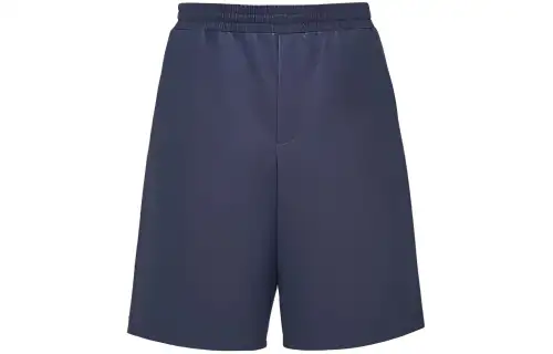 PRADA FW23 Nappa Leather Bermudas Casual Shorts Men's Marine Blue