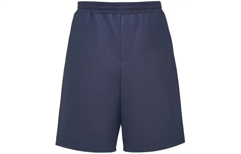 PRADA FW23 Nappa Leather Bermudas Casual Shorts Men's Marine Blue