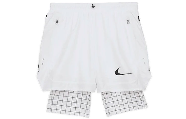Nike X OFF-WHITE joint model Shorts SS21 two-in-one sports running training casual shorts, same style for men and women, white