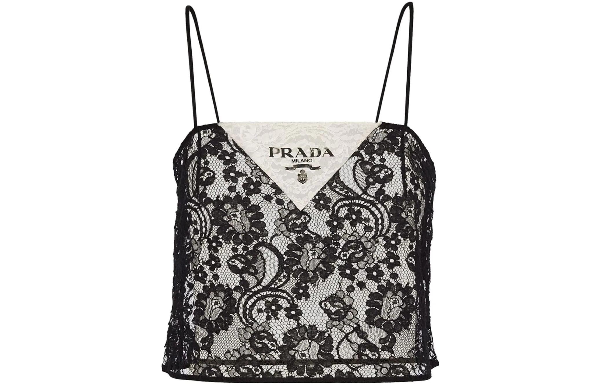 PRADA Floral-embroidered Lace Top