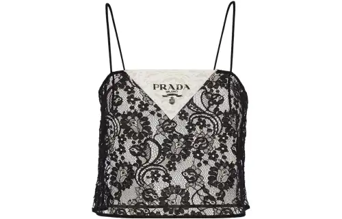 PRADA Floral-embroidered Lace Top