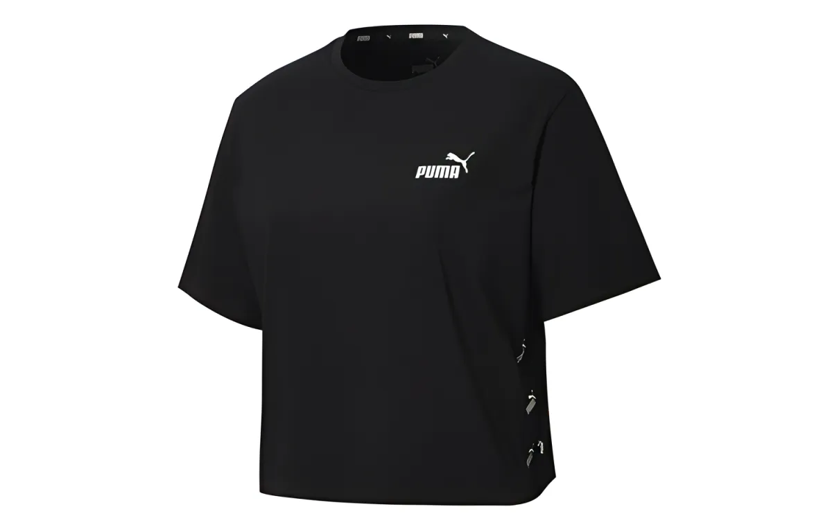 PUMA T-Shirts Women's Black Crew Neck Moderate Straight Fit