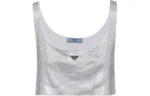PRADA Rhinestone embellished Crop Top