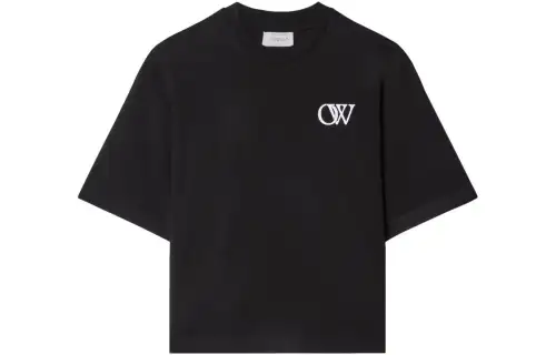 OFF WHITE T Shirts Women's Black Crew Neck Moderate Straight Fit