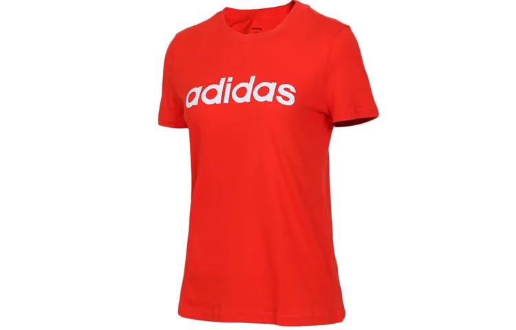 Adidas T-Shirts Women's Orange Crew Neck Moderate Straight Fit