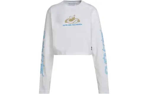 Adidas Originals Crop Tops Women's White Crew Neck Moderate